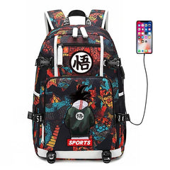 Dragon Ball Goku  USB Charging Backpack School NoteBook Laptop Travel Bags