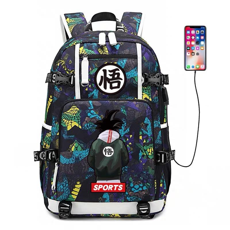 Dragon Ball Goku  USB Charging Backpack School NoteBook Laptop Travel Bags