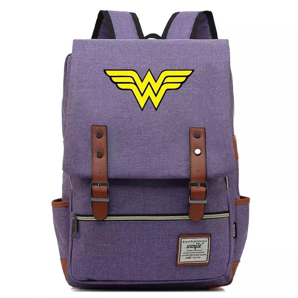 DC Wonder Woman Diana Prince Canvas Travel Backpack Notebook School Bag