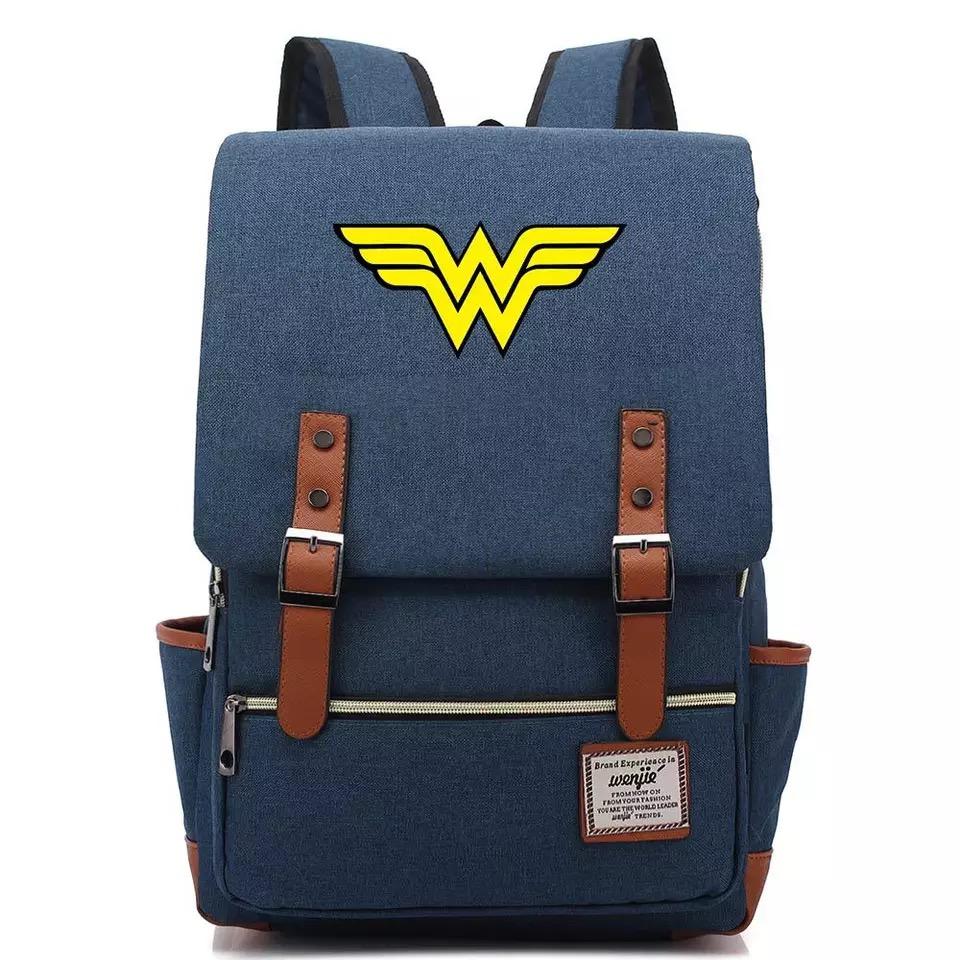 DC Wonder Woman Diana Prince Canvas Travel Backpack Notebook School Bag