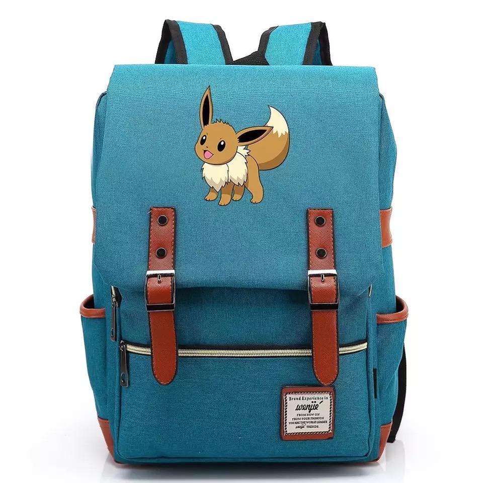 Pokemon Eevee Canvas Travel Backpack School Notebook Bag