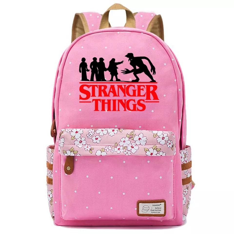 Stranger Things Canvas Travel Backpack School Bag For Girl Kids Boy