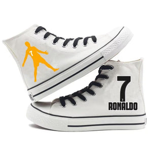 Football CR7 Cosplay Shoes High Top Canvas Sneakers For Kids Adults