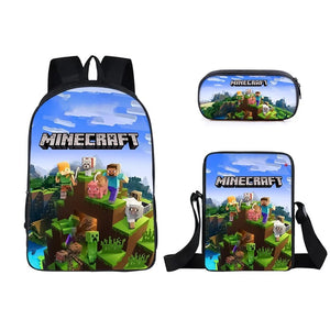 Minecraft School Bag Backpack Lunch Box Book Pencil Bags  3pcs Set