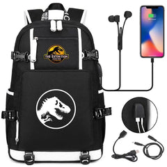 The Extinction Jurassic Park USB Charging Backpack School NoteBook Laptop Travel Bags