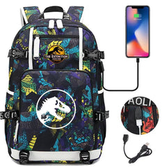 The Extinction Jurassic Park USB Charging Backpack School NoteBook Laptop Travel Bags