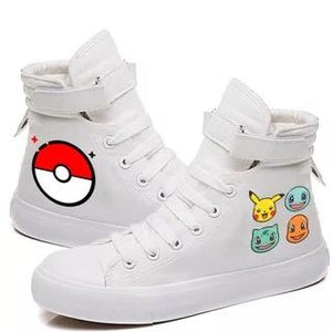 Pokemon Pikachu Charmander Monster Ball Cosplay Shoes High Top Canvas Sneakers