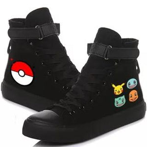 Pokemon Pikachu Charmander Monster Ball Cosplay Shoes High Top Canvas Sneakers