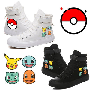 Pokemon Pikachu Charmander Monster Ball Cosplay Shoes High Top Canvas Sneakers