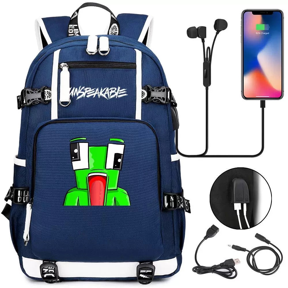 Unspeakable Frog Gaming USB Charging Backpack School NoteBook Laptop Travel Bags