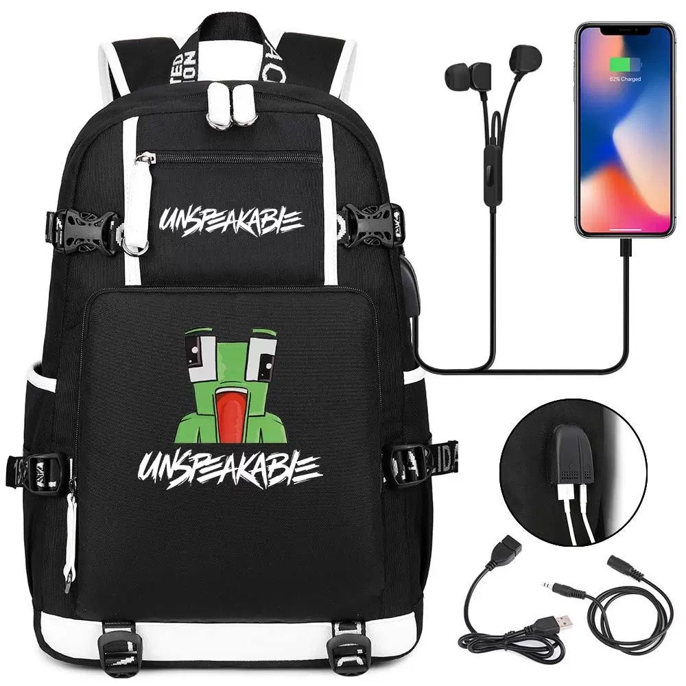 Unspeakable Frog Gaming USB Charging Backpack School NoteBook Laptop Travel Bags