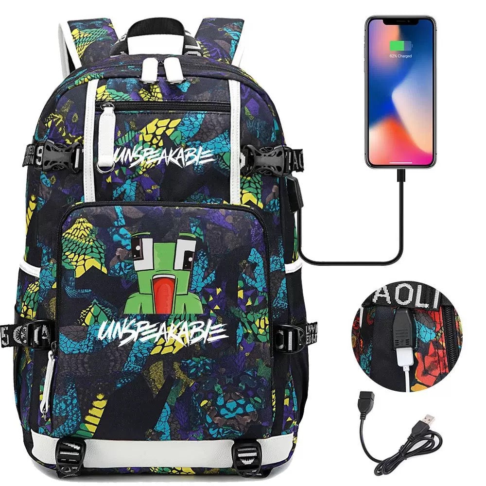 Unspeakable Frog Gaming USB Charging Backpack School NoteBook Laptop Travel Bags