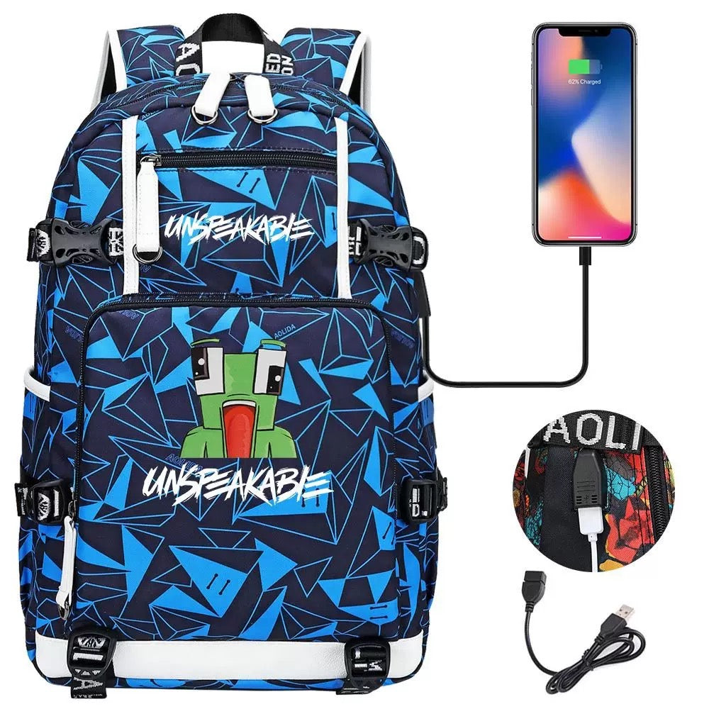 Unspeakable Frog Gaming USB Charging Backpack School NoteBook Laptop Travel Bags