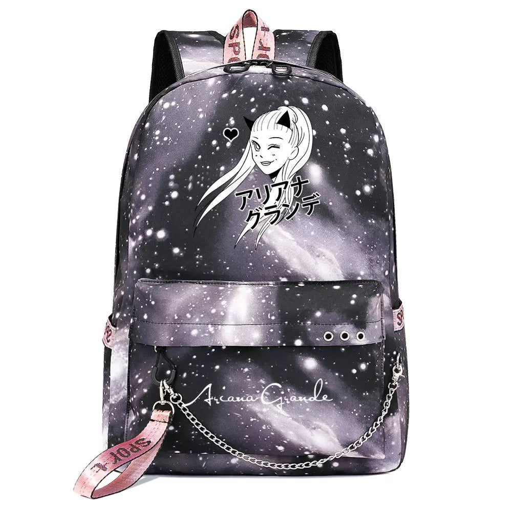 ArianaGrander Singer Shool Bag Backpack USB Charging Students Notebook Bag for Kids Adults Gifts