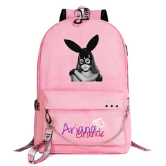 ArianaGrander Singer Shool Bag Backpack USB Charging Students Notebook Bag for Kids Adults Gifts