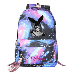 ArianaGrander Singer Shool Bag Backpack USB Charging Students Notebook Bag for Kids Adults Gifts