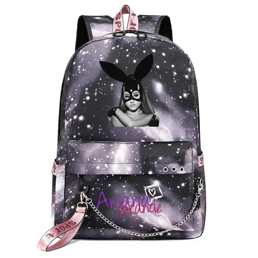ArianaGrander Singer Shool Bag Backpack USB Charging Students Notebook Bag for Kids Adults Gifts
