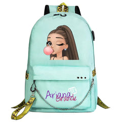 ArianaGrander Singer Shool Bag Backpack USB Charging Students Notebook Bag for Girl Kids Adults Gifts
