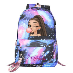 ArianaGrander Singer Shool Bag Backpack USB Charging Students Notebook Bag for Girl Kids Adults Gifts