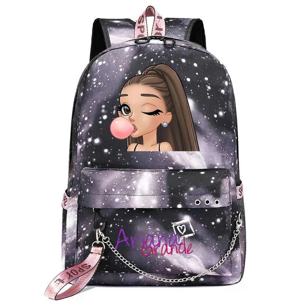 ArianaGrander Singer Shool Bag Backpack USB Charging Students Notebook Bag for Girl Kids Adults Gifts