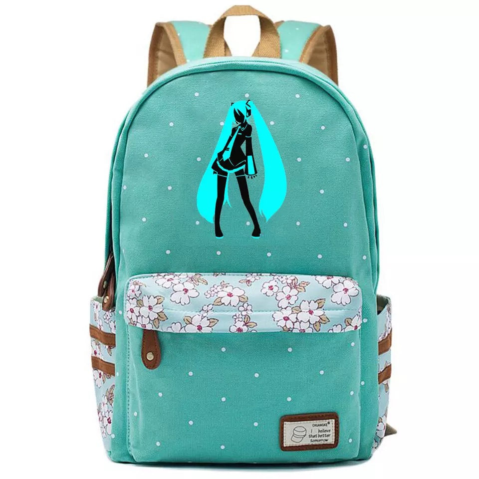 Hatsune Miku Canvas Travel Backpack School Bag for Girl Boy Kids