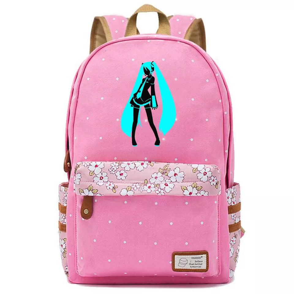 Hatsune Miku Canvas Travel Backpack School Bag for Girl Boy Kids