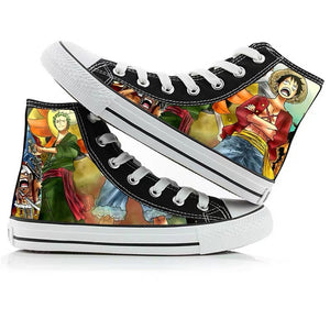 Anime One Piece Monkey D. Luffy High Top Canvas Sneakers Cosplay Shoes For Kids