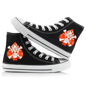 Anime One Piece Monkey D. Luffy #1 High Top Canvas Sneakers Cosplay Shoes For Kids