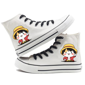 Anime One Piece Monkey D. Luffy #3 High Top Canvas Sneakers Cosplay Shoes For Kids