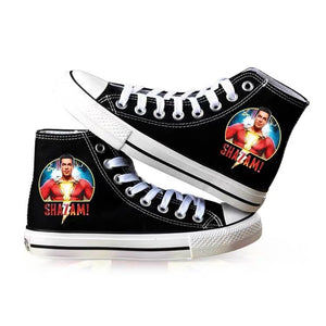 Captain Marvel Shazam Superhero Billy Batson High Top Canvas Sneakers Cosplay Shoes For Kids
