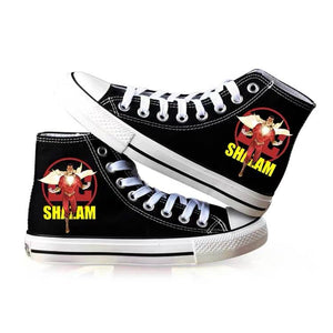 Captain Marvel Shazam Superhero Billy Batson High Top Canvas Sneakers Cosplay Shoes For Kids