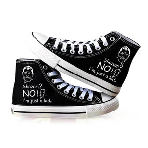 Captain Marvel Shazam Superhero Billy Batson High Top Canvas Sneakers Cosplay Shoes For Kids