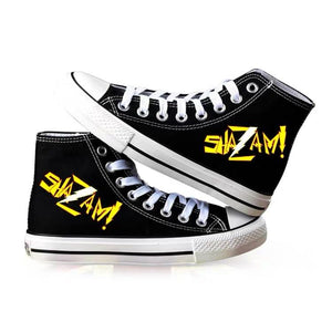 Captain Marvel Shazam Superhero Billy Batson High Top Canvas Sneakers Cosplay Shoes For Kids