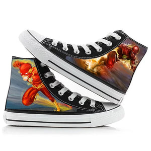 The Flash Barry Allen #1 High Top Canvas Sneakers Cosplay Shoes For Kids