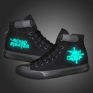 Anime One Piece Monkey D. Luffy High Top Canvas Sneakers Cosplay Shoes For Kids Luminous
