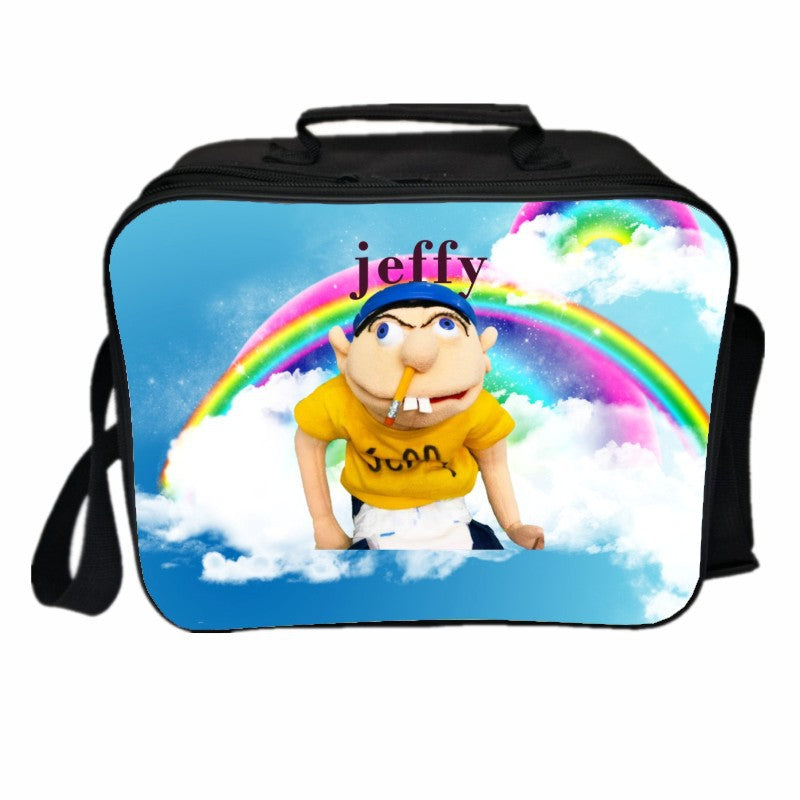Jeffy PU Leather Portable Lunch Box School Tote Storage Picnic Bag