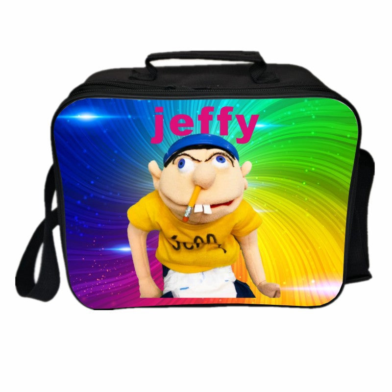 Jeffy PU Leather Portable Lunch Box School Tote Storage Picnic Bag