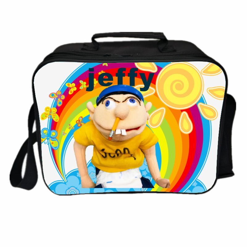 Jeffy PU Leather Portable Lunch Box School Tote Storage Picnic Bag