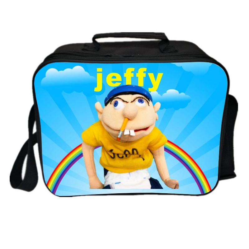 Jeffy PU Leather Portable Lunch Box School Tote Storage Picnic Bag