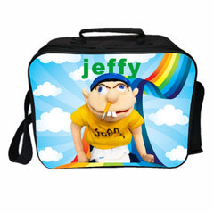 Jeffy PU Leather Portable Lunch Box School Tote Storage Picnic Bag