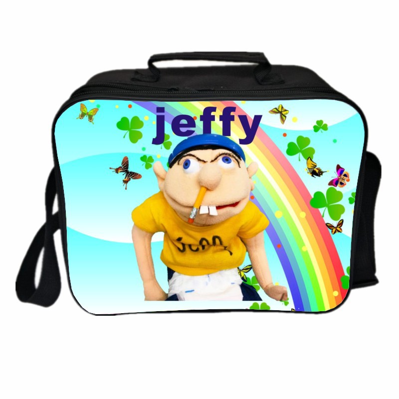 Jeffy PU Leather Portable Lunch Box School Tote Storage Picnic Bag