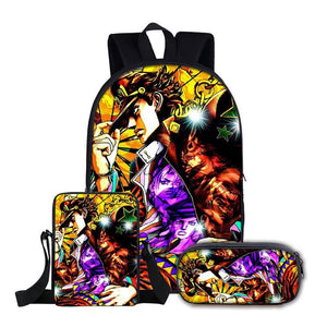 JoJos Bizarre Adventure Schoolbag Backpack Lunch Bag Pencil Case Set Gift for Kids Students