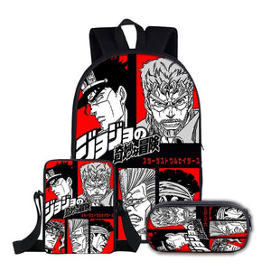 JoJos Bizarre Adventure Schoolbag Backpack Lunch Bag Pencil Case Set Gift for Kids Students
