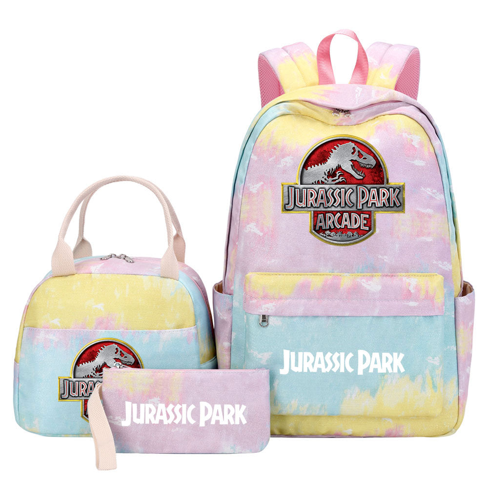 Jurassic Park Pink Starry Sky SchoolBag Backpack Lunch Box Bag Book Pencil Bags  3pcs Set