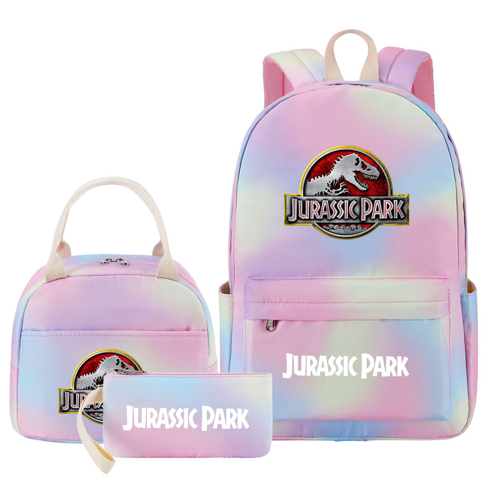 Jurassic Park Pink Starry Sky SchoolBag Backpack Lunch Box Bag Book Pencil Bags  3pcs Set