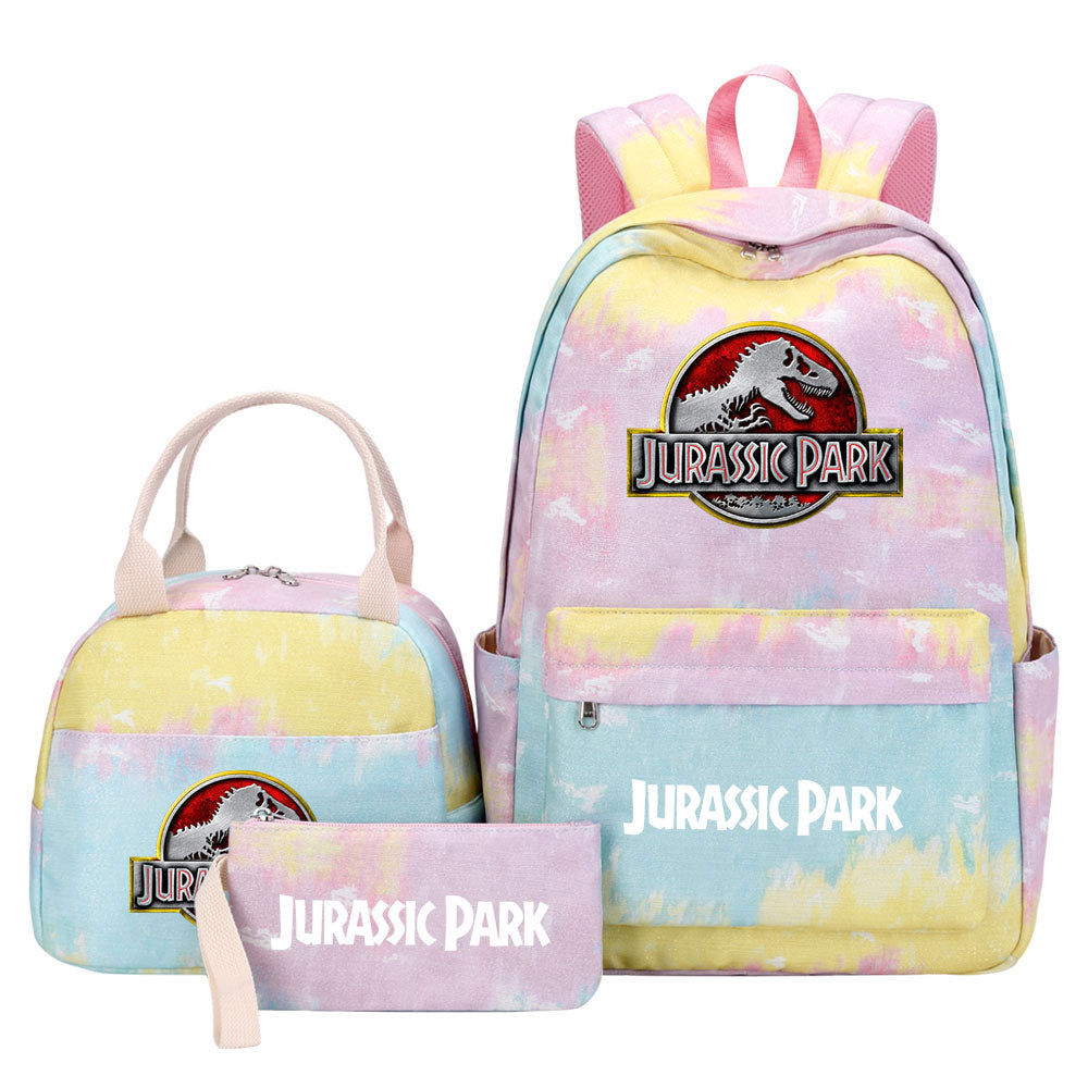 Jurassic Park Pink Starry Sky SchoolBag Backpack Lunch Box Bag Book Pencil Bags  3pcs Set