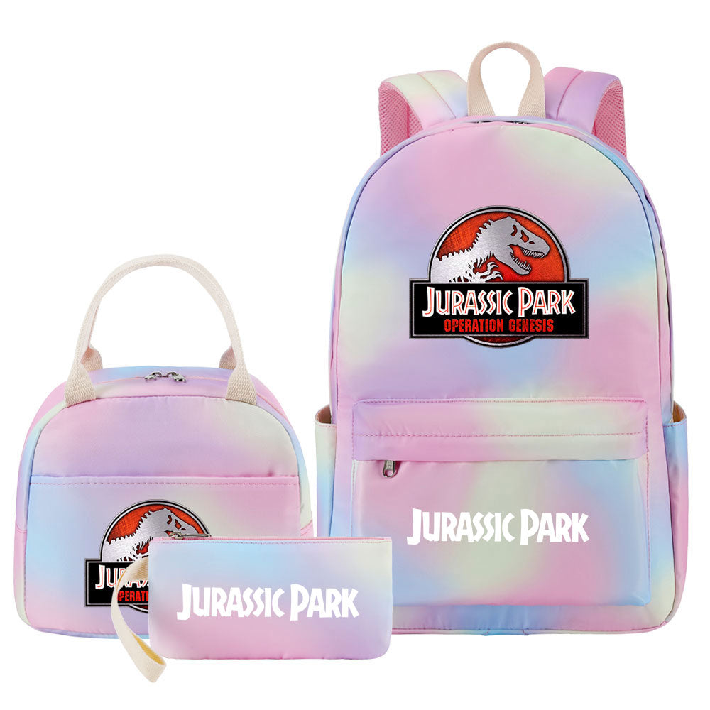Jurassic Park Pink Starry Sky SchoolBag Backpack Lunch Box Bag Book Pencil Bags  3pcs Set