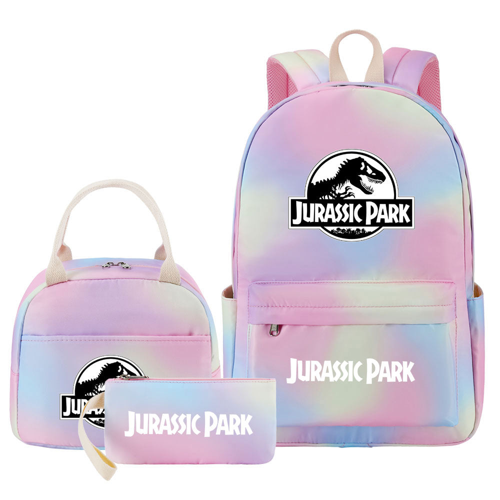 Jurassic Park Pink Starry Sky SchoolBag Backpack Lunch Box Bag Book Pencil Bags  3pcs Set