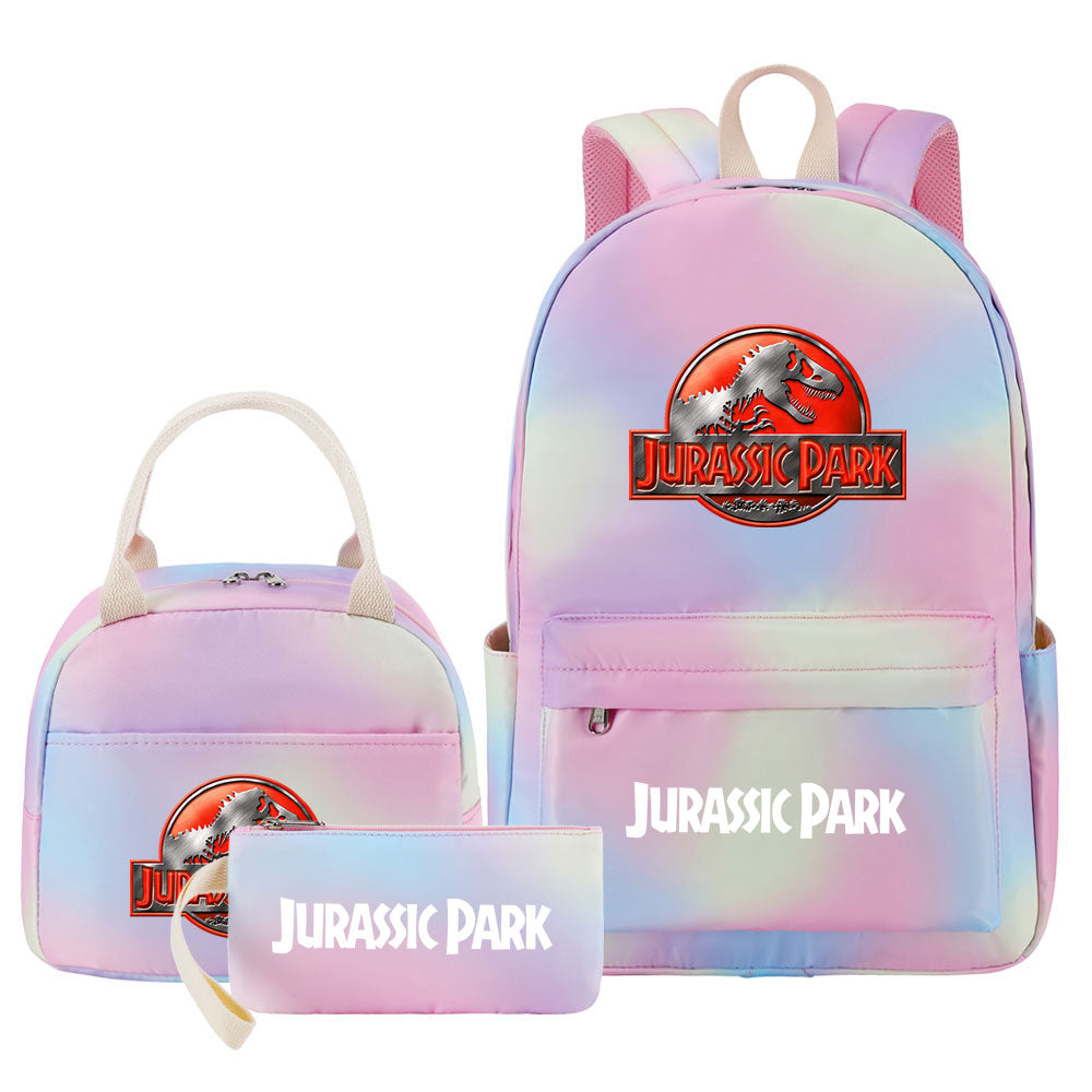 Jurassic Park Pink Starry Sky SchoolBag Backpack Lunch Box Bag Book Pencil Bags  3pcs Set
