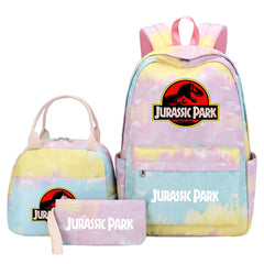 Jurassic Park Pink Starry Sky SchoolBag Backpack Lunch Box Bag Book Pencil Bags  3pcs Set